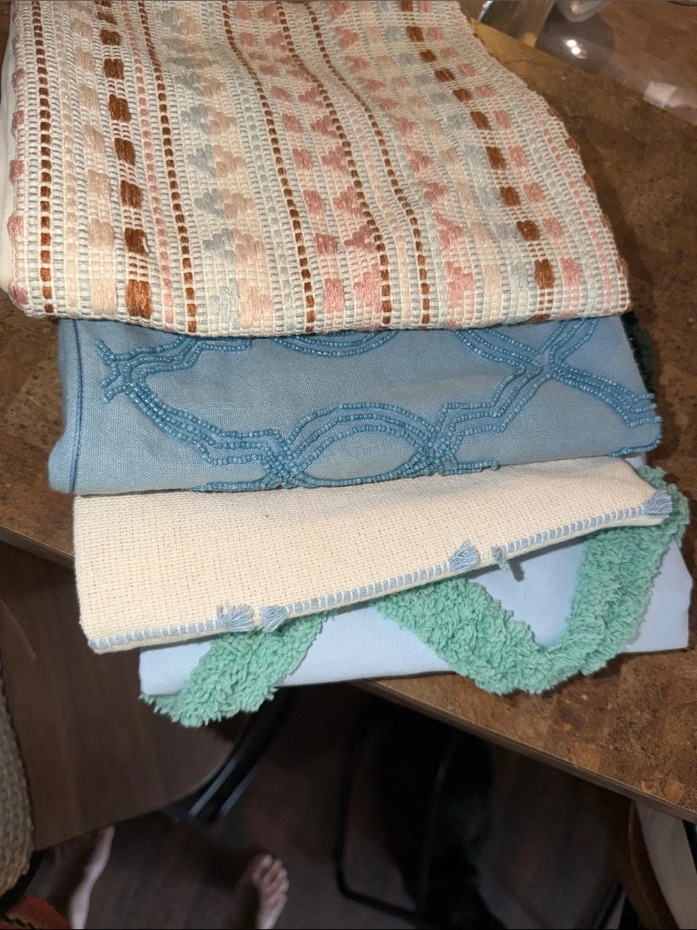 Set of 4 Decorative Throw Pillow Covers - Blue, Cream, Green, Blush 18x18